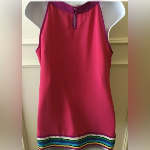 Nicole Miller Top Tank Small Pink floral Sleeveless - Picture 4 of 5